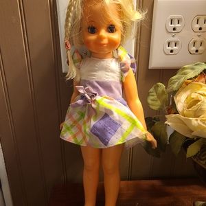VTG Ideal Toys Crissy's Cousin Velvet Doll Sleepy Eyes Collectible Snap Clothes